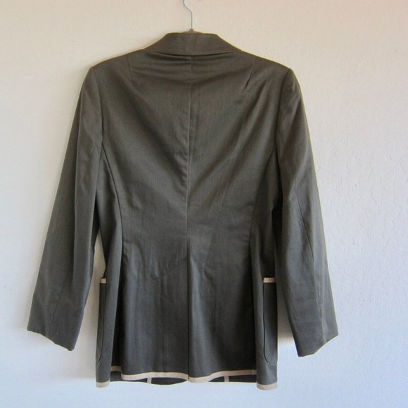 PATRICK MENDES, France, Olive Green Cotton Blend 2 Buttons Blazer - Size 1 - XS - Picture 6 of 8